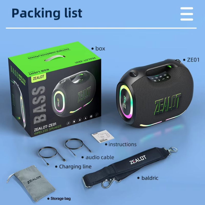 Zealot Ze01 120W Portable Bluetooth Speaker - Super Bass