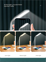 Chargeur sans fil rapide 15W, lampes de bureau LED, lampe de table, veilleuse pour la maison, 3 modes d'éclairage