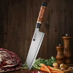 New 8 Inch Luxury Chef Knife Rounded Corner Japanese ZDP189 Composite Steel Padauk Wood Kitchen Knives 65-67 HRC