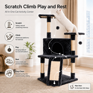 Arbre à <span class=keywords><strong>chat</strong></span> en gros avec grande plateforme, poteau à gratter en sisal, boule suspendue et condo en peluche pour <span class=keywords><strong>chat</strong></span>, gain de place pour petit <span class=keywords><strong>appartement</strong></span> - Product Image 5