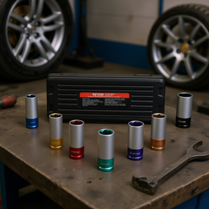 Vevor <b>Impact</b> <b>Socket</b> <b>Set</b> 1/2 In Drive 7Pcs Metric <b>Deep</b> Steel Chrome Wheel Lug Nut Accessory - Product Image 2