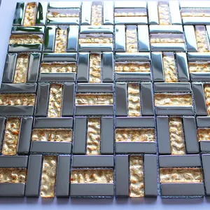 New Style Modern Design Mixed Color Gold Silver Crystal Glass Mosaics For Wall