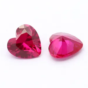 Made in China 5# Ruby red gemstone heart cut synthetic ruby gemstone corundum