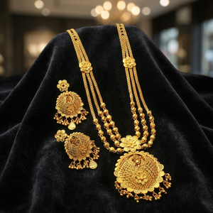 Wholesale Brass 14K 18K 24K Micro Gold Plated <b>Long</b> <b>Necklaces</b> & Earrings Set Traditional Floral Design Wedding Fashion Jewelry - Product Image 6