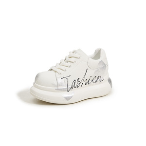 Zapatillas Blancas de Mujer 2026 Primavera Otoño de Cuero Genuino con Suela Gruesa y Aumento de Altura, Zapatillas con Cordones de Doble Uso para Estudiantes - Product Image 2