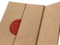 Couverture de menu de restaurant en lin, une page A4, avec logo personnalisé disponible