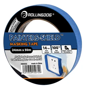 ROLLINGDOG ציירים מגן 80022 בית ציור משלוח הסרת UV עמיד קונבנציונלי מיסוך כחול ציירים קלטת