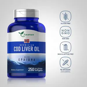 Private Label Engelvaer Cod Liver Oil 250 Quick Release Softgels GEL Capsules