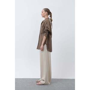 เสื้อเชิ้ตผ้าลินินพื้นฐานสำหรับผู้หญิง Soul - เสื้อแขนยาวสวมใส่สบาย ระบายอากาศได้ดี เหมาะสำหรับใส่ในชีวิตประจำวัน สีน้ำตาล - Product Image 2