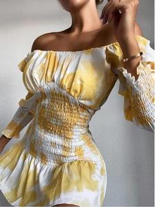 New Arrival <strong>Elastic</strong> Waist Tube <strong>Top</strong> Skirt Strapless One-way Neck Chiffon <strong>Dress</strong> Pleated <strong>Dress</strong> for Women - Product Image 2