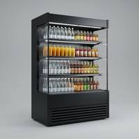 Réfrigérateur ouvert multi-étages à température unique de type télécommandé avec rideau nocturne et dégivrage automatique pour supermarché