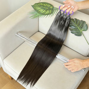 Extensiones de Cabello Humano Liso Yaki para Crochet, Color Negro Natural, Hechas a Mano, para Mujer, 100% Cabello Humano, Sin Enredos - Product Image 3