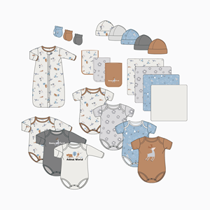 Set De Ropa Para Bebé Recién Nacido De 23 Piezas, Caja De Regalo Personalizada De <span class=keywords><strong>Canastilla</strong></span> Con Estampado En Algodón Orgánico - Product Image 3