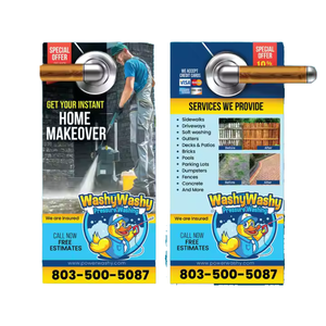 Personnalisé <span class=keywords><strong>pas</strong></span> cher immobilier carton Flyer <span class=keywords><strong>impression</strong></span> bouton suspendu publicité porte cintre pour hôtel - Product Image 1