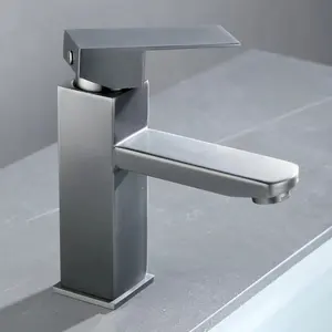 Luxury Gun Gray Faucet Stainless Steel Wash Basin Tap Single Hole Bathroom Mixer Single Handle Basin Faucets