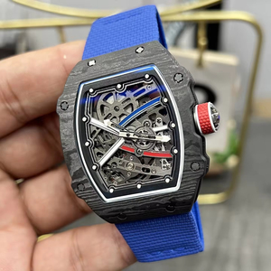 Wholesale UltraLight Carbon Fiber Mechanical Men's <b>Watch</b> Tonneau <b>Skeleton</b> Dial, Lightweight Nylon Strap SportsBusiness Style - Product Image 2