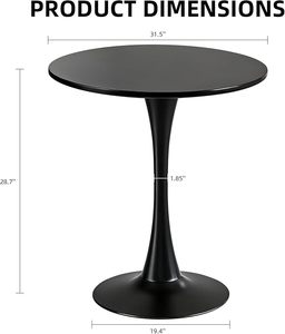 Hứa hẹn 31.5 "Vòng Tròn Tulip Bảng Dày Bàn Chân Kim Loại Giữa Thế Kỷ Hiện Đại Bistro Thiết Kế Cho Phòng Khách Nhà Bếp (Màu Đen) - Product Image 2