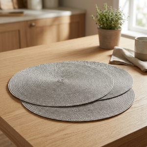 Posavasos Navideños de Lujo de 15 Pulgadas, Plateados con Brillo, de Poliéster Metálico Tejido, Ecológicos, Listos para Enviar, Decoración de Mesa, Superventas 2024 - Product Image 3