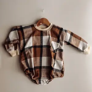 Nouveau-né bébé fille enfant en bas âge vêtements bulle barboteuse unisexe coton flanelle vichy doux surdimensionné à manches longues bébé barboteuses