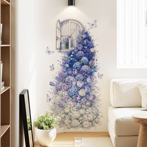Adesivo Murale 3D con Ortensie Viola, Tulipani, Rose, Panda, Volpe, Coniglio e <span class=keywords><strong>Farfalle</strong></span>, Rimovibile, Autoadesivo, in PVC Resistente ai Raggi UV - Product Image 3