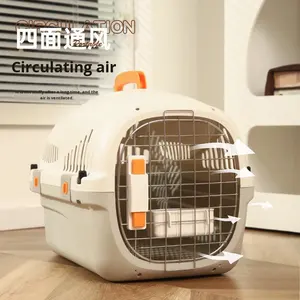 <span class=keywords><strong>Cage</strong></span> de chien de boîte de vol de chat en plastique de modèle solide portatif avec des transporteurs d'animal familier de caractéristiques de sac à dos pour l'expédition de voiture fournitures essentielles - Product Image 2