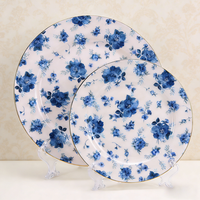 Ensemble de 8, 10 ou 12 assiettes plates en céramique personnalisées avec motif floral de printemps, en porcelaine, vente en gros