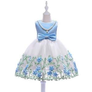 Robes de fête pour filles en coton de qualité supérieure avec nœud papillon, élégantes, en dentelle et fleurs - Product Image 2