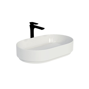 OEM personnalisé 1280 ° Vasque ovale en céramique pour projet de salle de bain, à poser sur comptoir, avec vidange dissimulée - Product Image 1