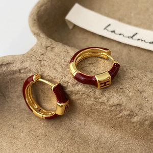 Boucles d'oreilles clous lettre H plaquées or en alliage, bijoux tendance pour femme - Product Image 4