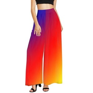 <span class=keywords><strong>Pantaloni</strong></span> Palazzo Stile Hawaii per Donna, Stampa su Richiesta, Vendita all'Ingrosso, <span class=keywords><strong>Pantaloni</strong></span> Casual Elasticizzati e Fluidi - Product Image 5