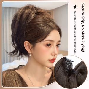 Cola de Caballo Alta con <span class=keywords><strong>Trenza</strong></span>, Red para Niños, Volumen de Cabello sin Costuras, Parte Superior del Cráneo, Cabello Artificial Natural y Esponjoso, Clip para el Cabello, <span class=keywords><strong>Trenza</strong></span> Falsa - Product Image 2