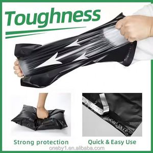 Sac de courrier en polyéthylène noir imprimé personnalisé, emballage plastique pour colis, sac de courrier portable avec poignée, sacs d'emballage pour la poste - Product Image 5