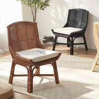 Chaise de salle à manger rétro en rotin véritable japonais - Meuble écologique, durable et léger pour hôtel, appartement, salon (unité individuelle)