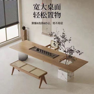 Juego de Mesa de Té de Madera Maciza con Base de Acrílico, Estilo Wabi Sabi, Muebles de Sala de Estar Inspirados en el Zen, 120 cm - Product Image 2