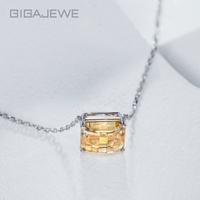 GIGAJEWE 7*9MM 3.5ct Pixel Cut White Solid Gold 9K/14K/18K Necklace Gold Color Moissanite Necklace,Pielx Necklace