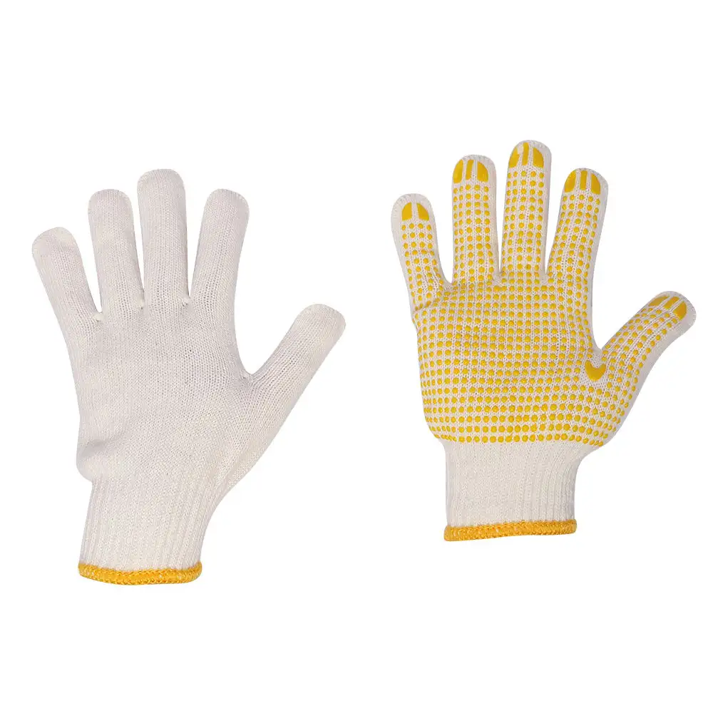 Low Price Abrasion Resistant Construction Safety Gloves Anti-smash Pvc Dotted Hand Cotton Work Glove