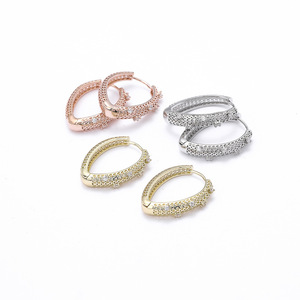 <b>Huggie</b> Earrings Gold <b>Silver</b> Rose Gold Micro Insert Zircon Hollow Geometric Shape Everyday Wear - Product Image 1
