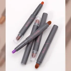 Doppel köpfiger drehbarer Bürsten kopf Nicht leicht zu verschmieren Farbe Soft Waxy Pearl Smoky Eye Makeup Lidschatten Stick Pencil