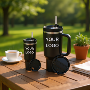 แก้วน้ำสแตนเลส Hipdeer ขนาด 40 ออนซ์ พร้อมหูจับและช้อน ป้องกันการรั่วซึม เก็บอุณหภูมิได้ดี ดีไซน์เรียบง่าย สำหรับกาแฟ ชา และเครื่องดื่มเย็น - Product Image 2