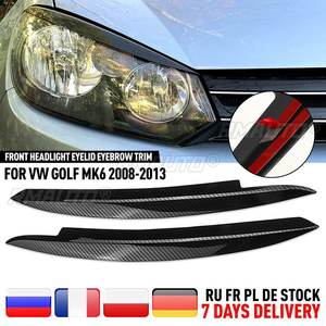 Paire de garnitures de phares avant aspect carbone/noir brillant pour VW GOLF MK6 GTI R 2008 2009 2010 2011-2013 pour GTI GTR GTD - Product Image 1