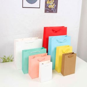 2022 High Quality Custom Printed Your Own Logo Cardboard Packaging White Brown Kraft Gift Craft Shopping Paper Bag With Handles - Product Image 1