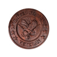 Plaque en bois sculptée à la main avec emblème d'aigle rond, médaillon mural, cadeau décoratif patriotique pour les services d'honneur