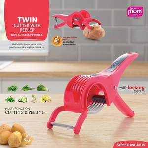 Coupe-légumes et éplucheur Anax Twin Cutter & Peeler avec deux lames en acier inoxydable, durable, réutilisable, portable, en plastique, outil manuel pour fruits et légumes - Product Image 3