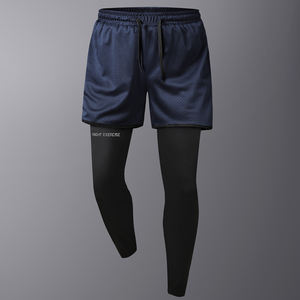 Celana Lari 2 in 1 Pria Celana Kompresi Olahraga untuk Pria Latihan Atletik Cepat Kering Celana Olahraga Pendek Gym Legging - Product Image 2