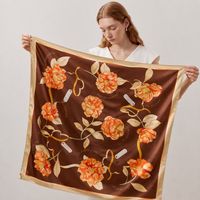 Luxe bloemenprint 100% pure zijden vierkante sjaal voor dames Zachte, ademende zijden wikkelsjaal Elegant dagelijks modeaccessoire cadeau