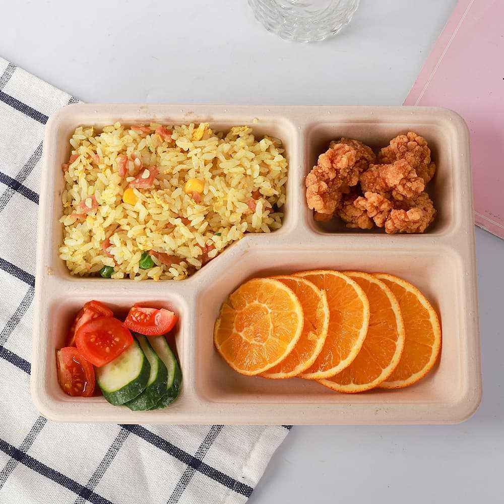 Hot selling disposable trays paper plates bowls tableware fast food packaging boxes environmentally friendly fiber pulp