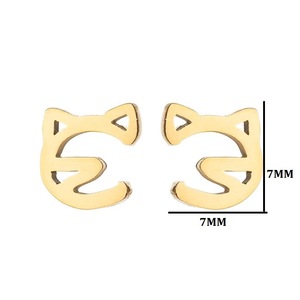 İyi şanslar gümüş gül altın siyah sevimli küçük Pet hayvan kedi damızlık küpe 18k altın kaplama paslanmaz çelik kedi şekilli küpe - Product Image 4