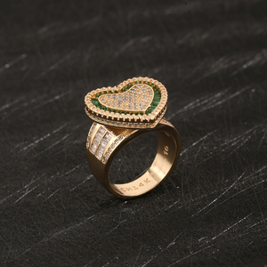 Nuevo <span class=keywords><strong>Anillo</strong></span> <span class=keywords><strong>de</strong></span> Corazón Eterno Verde con Circonitas, Chapado en <span class=keywords><strong>Oro</strong></span> <span class=keywords><strong>de</strong></span> 14k, Joyería Hip Hop, <span class=keywords><strong>Precio</strong></span> al por Mayor, Regalo para el Día <span class=keywords><strong>de</strong></span> San Valentín - Product Image 3