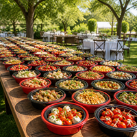 Professionele 900-180 ronde rood-zwarte vacuümvormdoos voor het verpakken van gastronomische salades en fruit