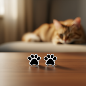 Orecchini a perno con zampa di animale, placcati oro bianco, in lega di zinco, gioielli unisex, regalo, orecchini alla moda con incastonatura a castone - Product Image 2